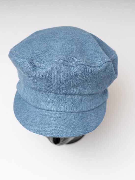 Upcycled Handmade Blue Denim Cadet Military Army Patrol Hat main image 5